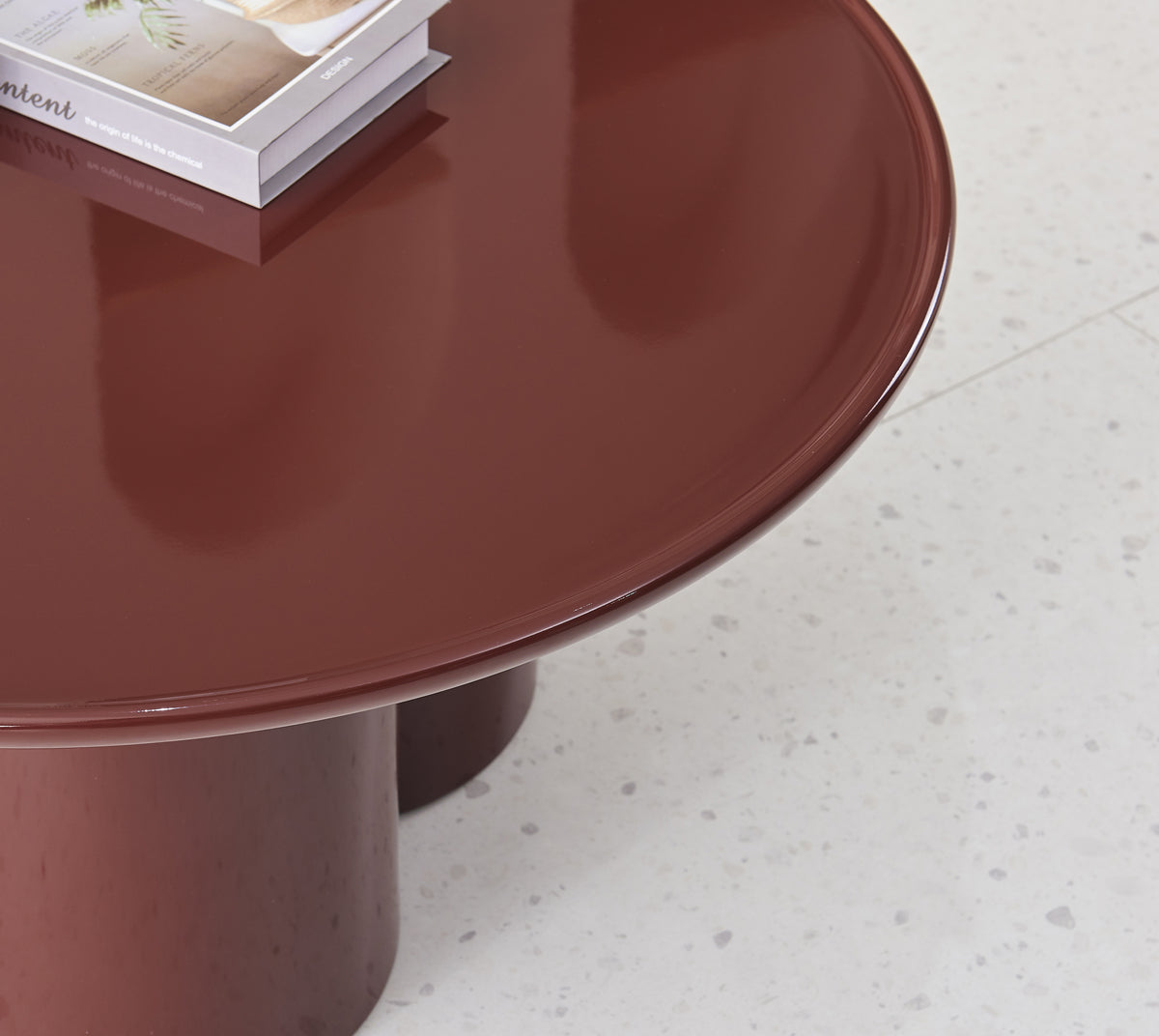 Table basse Roulness ronde 80 cm bordeaux haut brillant