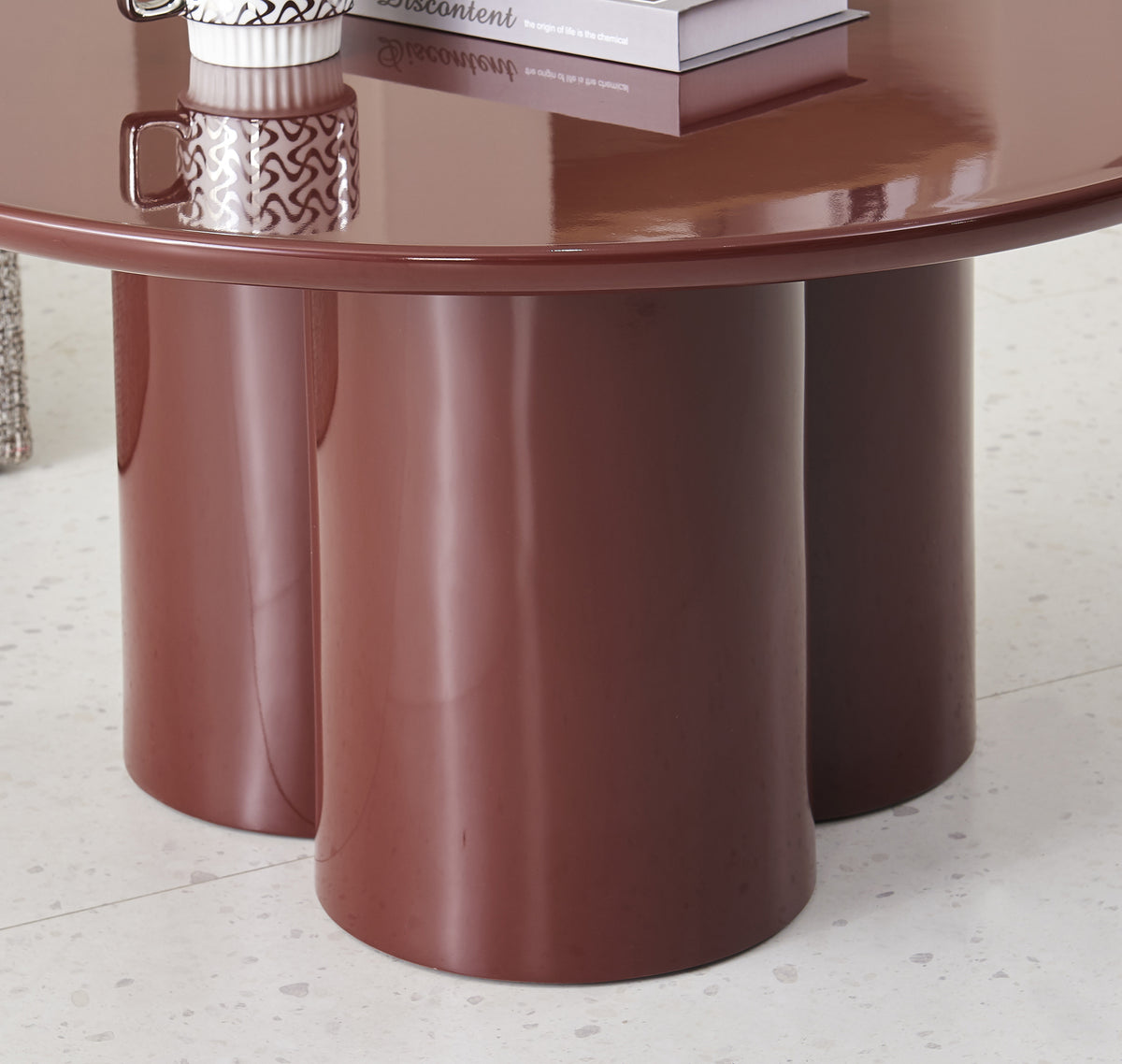 Table basse Roulness ronde 80 cm bordeaux haut brillant
