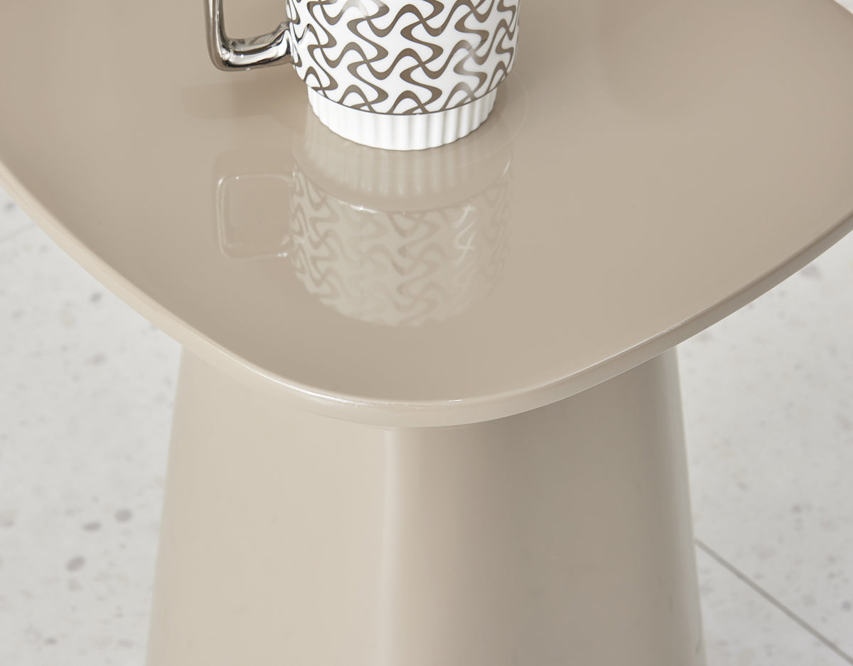 Table d'appoint Corriar 35x35 cm beige finition haute brillance