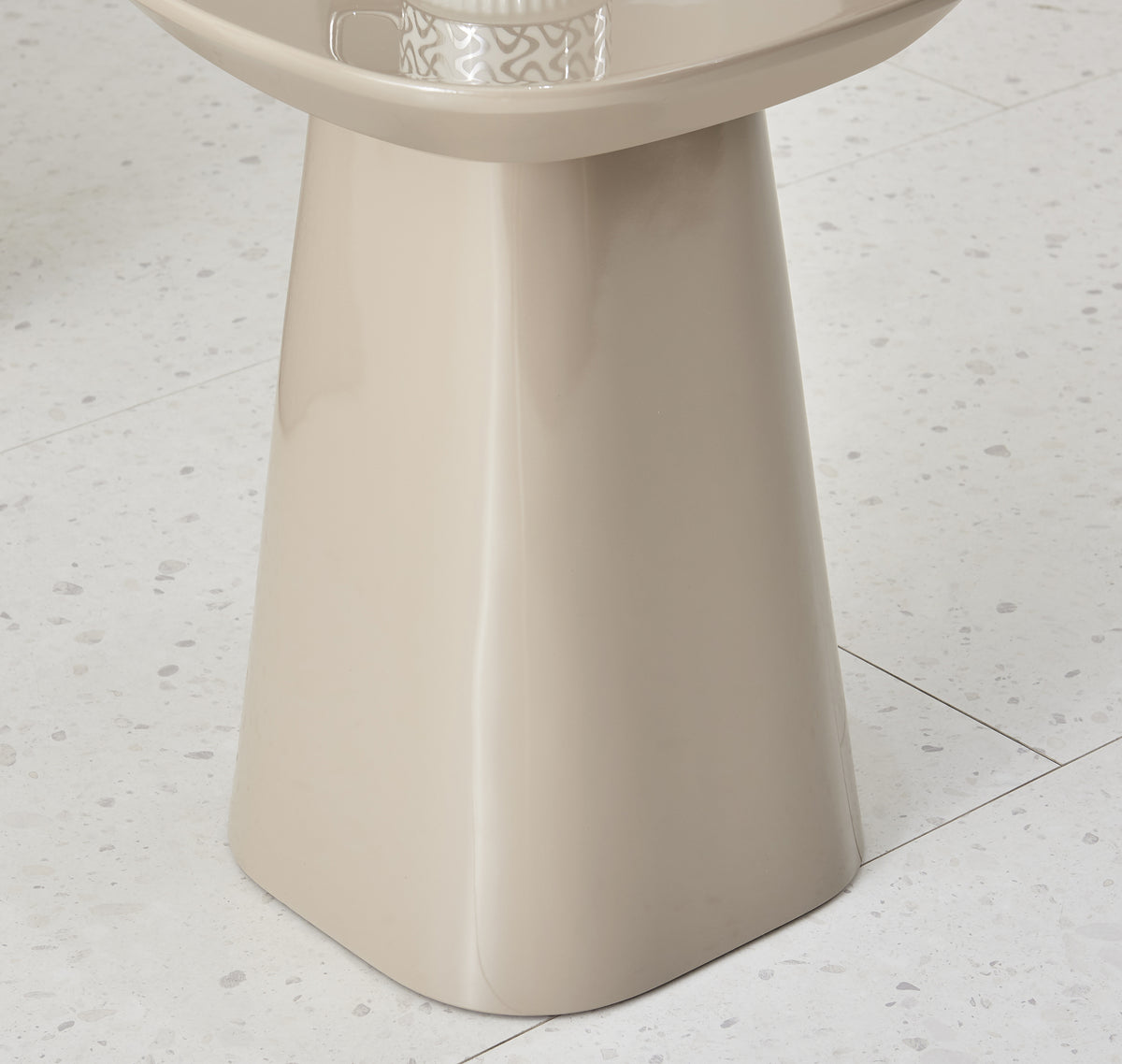 Table d'appoint Corriar 35x35 cm beige finition haute brillance