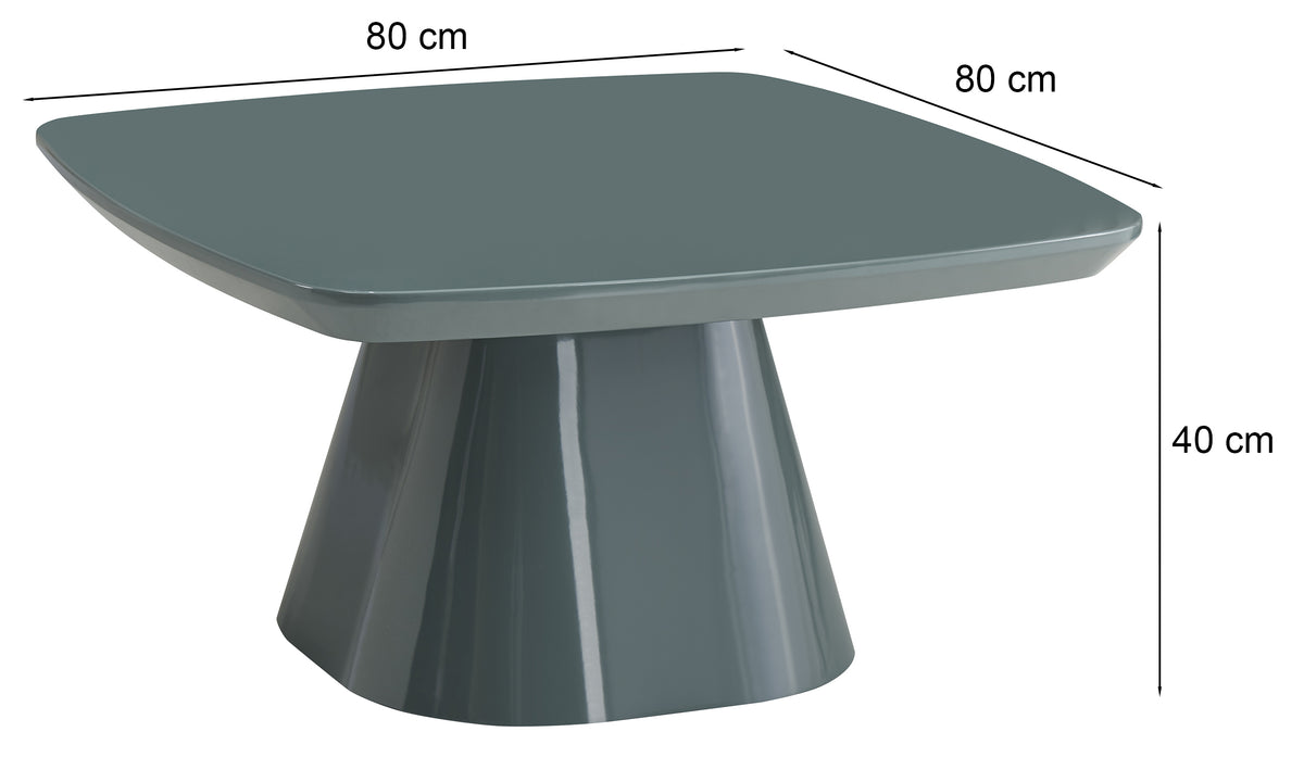 Table basse Adievent 80x80 cm gris clair haute brillance