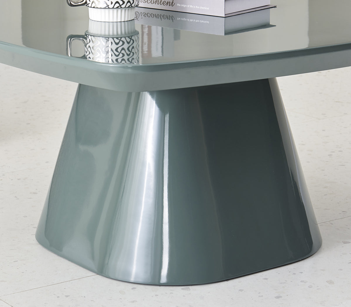 Table basse Adievent 80x80 cm vert gris brillant élevé