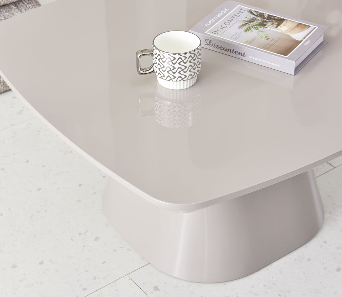 Table basse Adievent 80x80 cm gris clair haute brillance