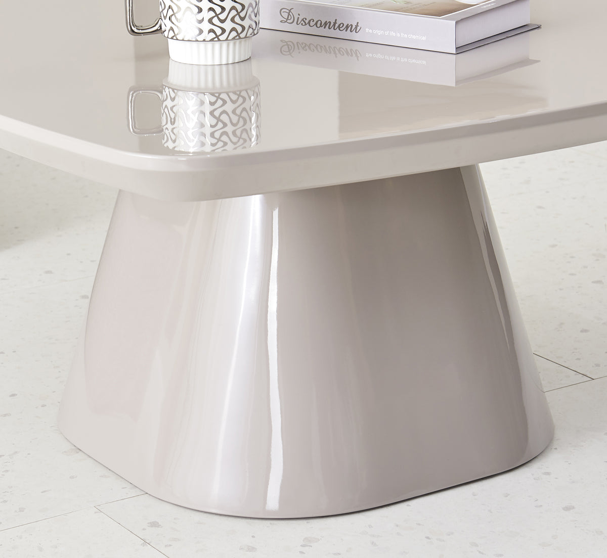 Table basse Adievent 80x80 cm gris clair haute brillance