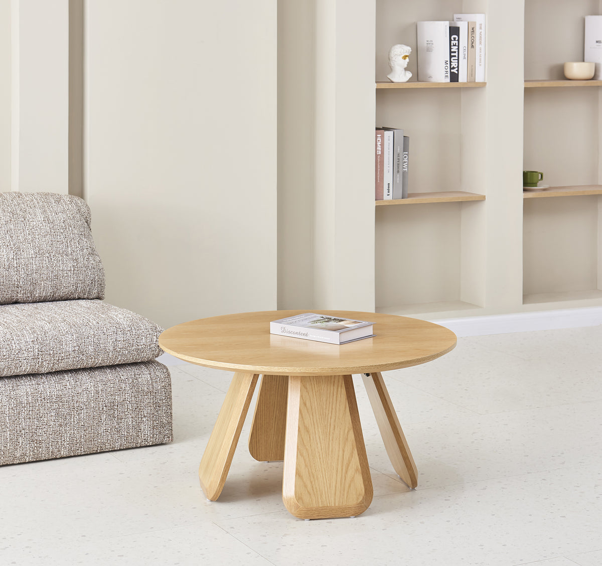 Table basse Affitly ronde 80 cm chêne naturel placage