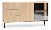 Commode 2 portes Barnee avec tiroirs et éclairage 160 cm chêne Lindberg
