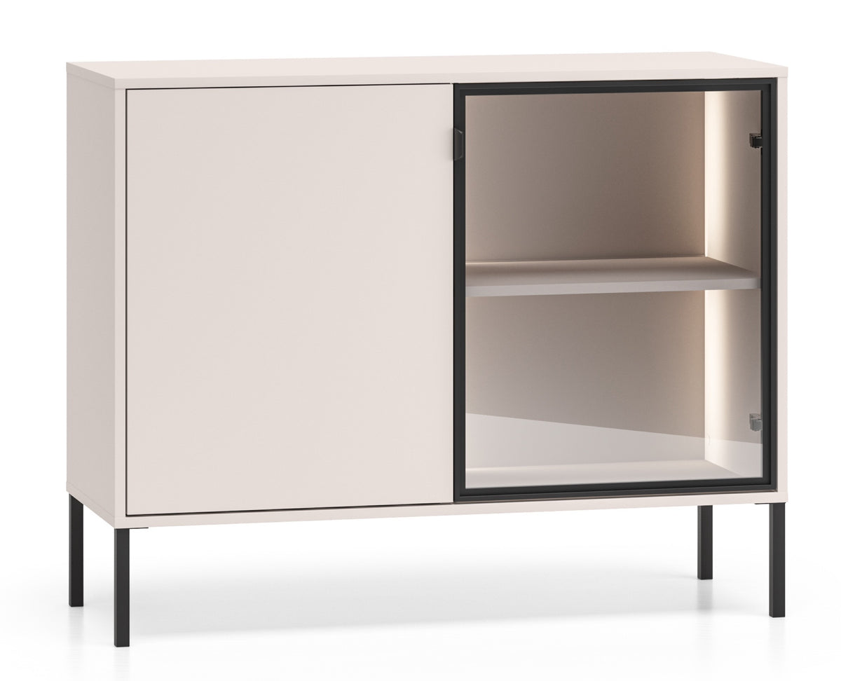Commode 2 portes Barnee avec éclairage 107 cm cachemire