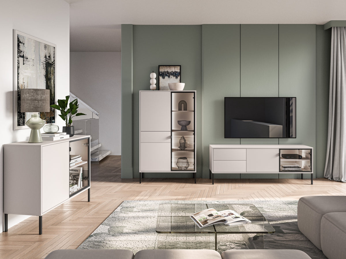 Commode 2 portes Barnee avec éclairage 107 cm cachemire