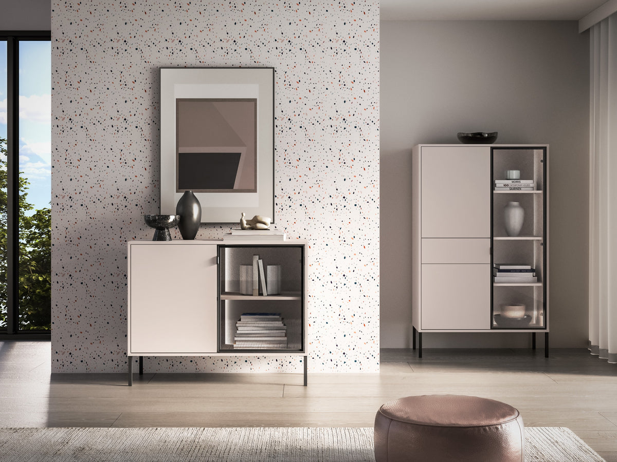 Commode 2 portes Barnee avec éclairage 107 cm cachemire