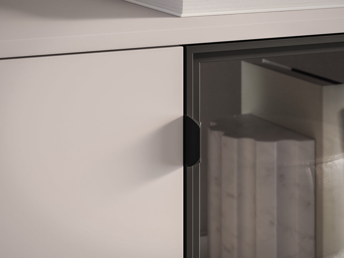 Zweiturige TV-Kommode Barnee mit Schubladen und Beleuchtung, 160 cm, Kaschmir