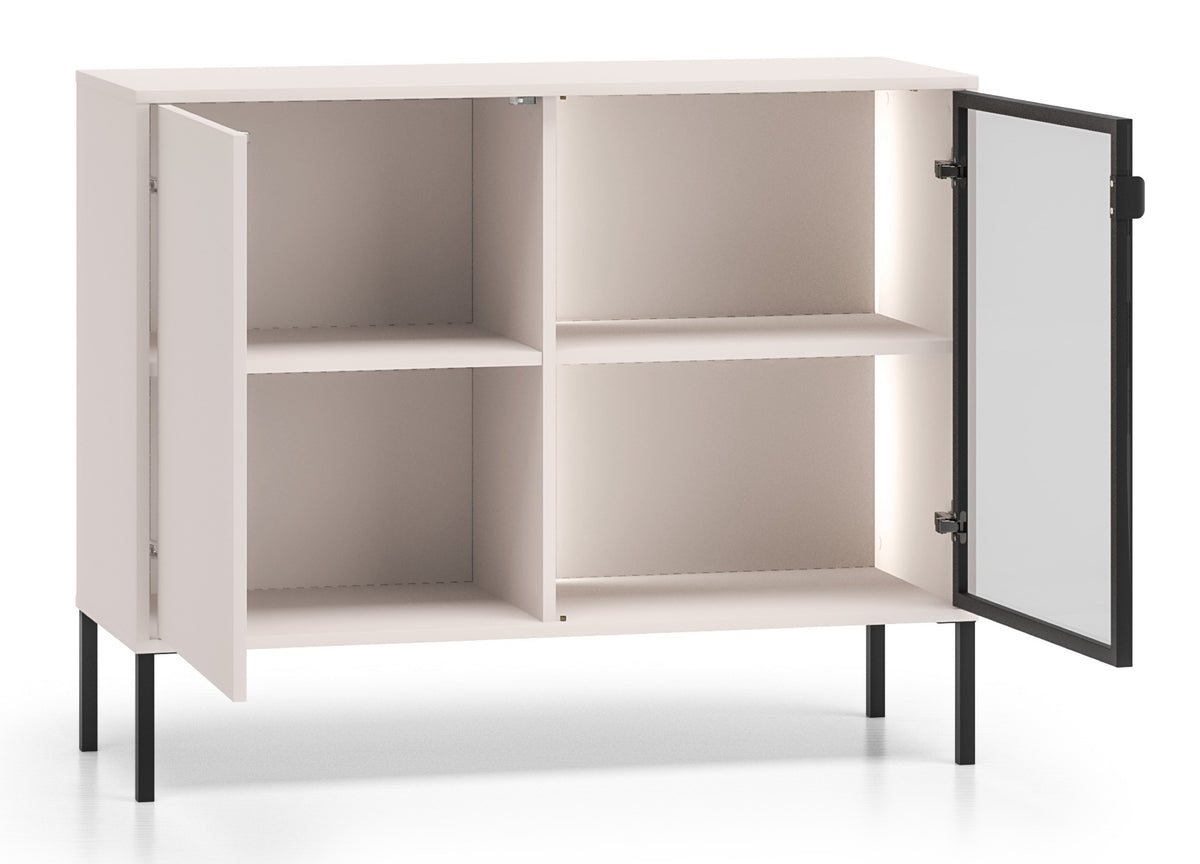Commode 2 portes Barnee avec éclairage 107 cm cachemire