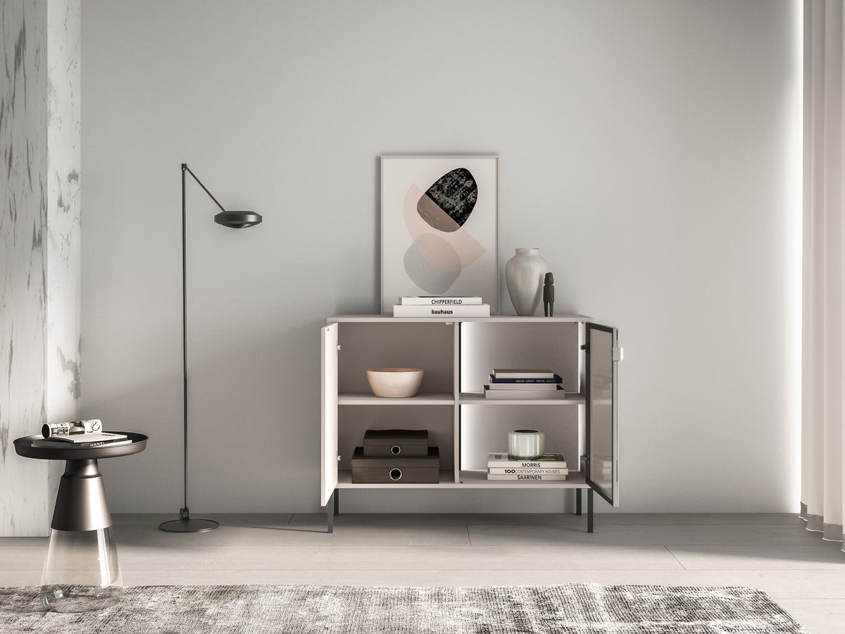 Commode 2 portes Barnee avec éclairage 107 cm cachemire