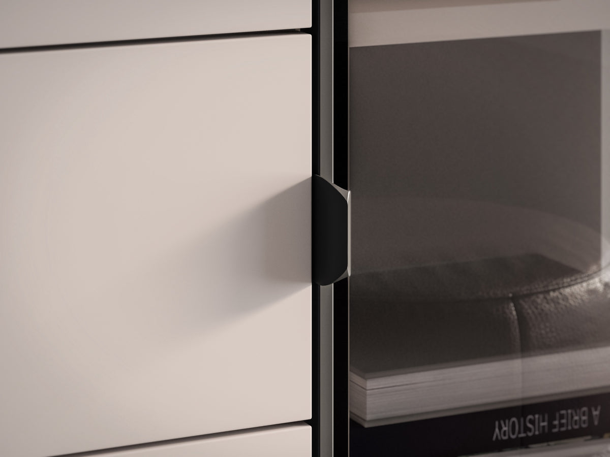 Vitrine trois portes Barnee avec tiroir et éclairage 92 cm cachemire