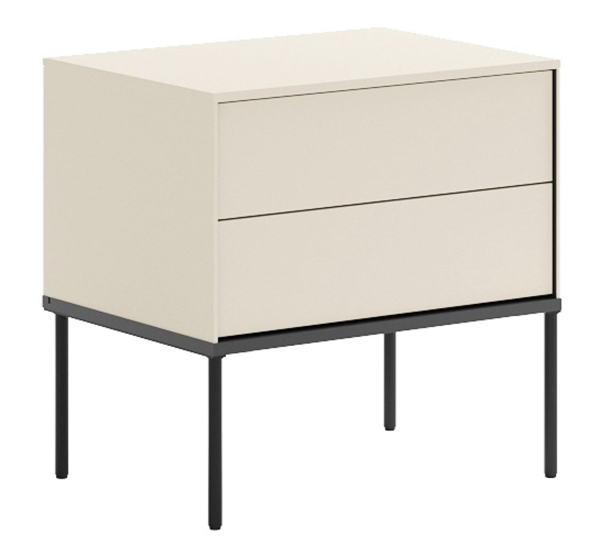 Table de chevet Bellezo avec deux tiroirs 56 cm crème