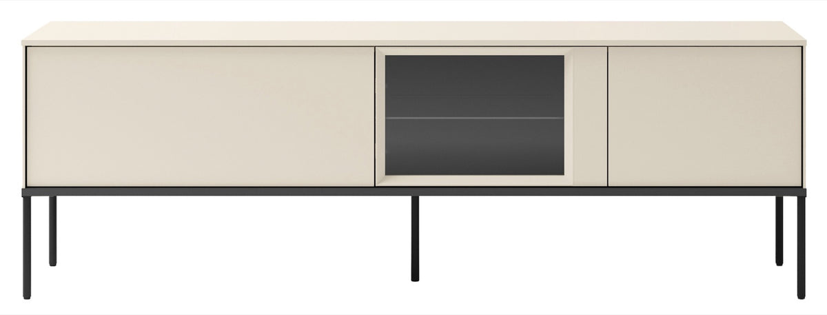 TV-Schrank Bellezo mit LED-Vitrine 166 cm cremefarben