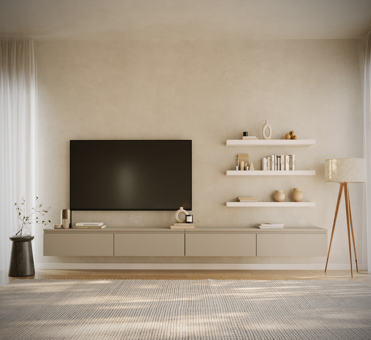 Hängender TV-Schrank Bemmi 300 cm Kaschmir
