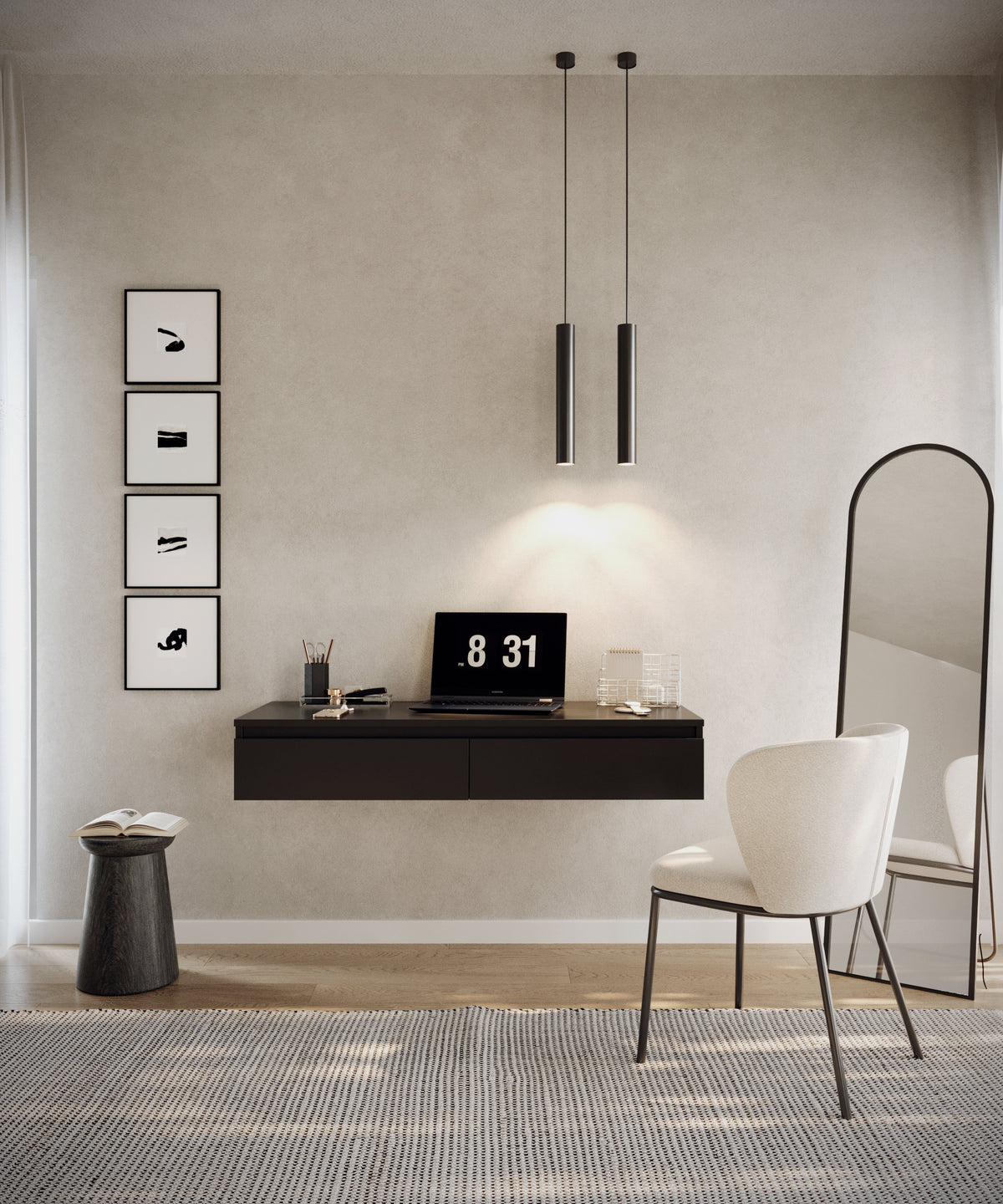 Bemmi hängender Schminktisch mit Schubladen 120 cm schwarz