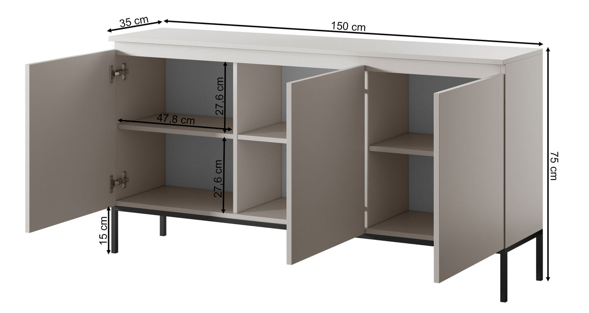 Drehtür-Kommode Bemmi 150 cm Kaschmir