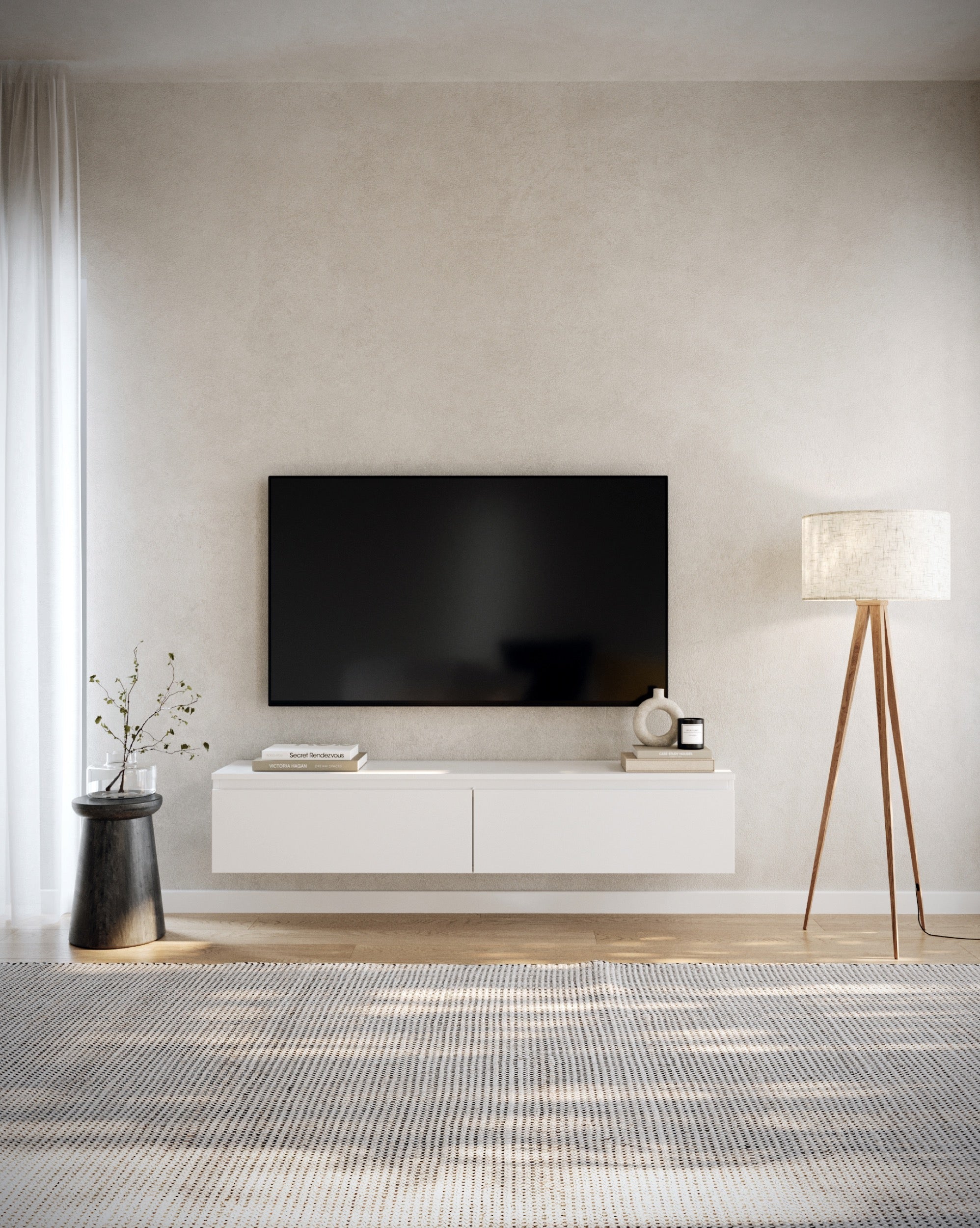 Meuble TV suspendu Bemmi 150 cm Blanc