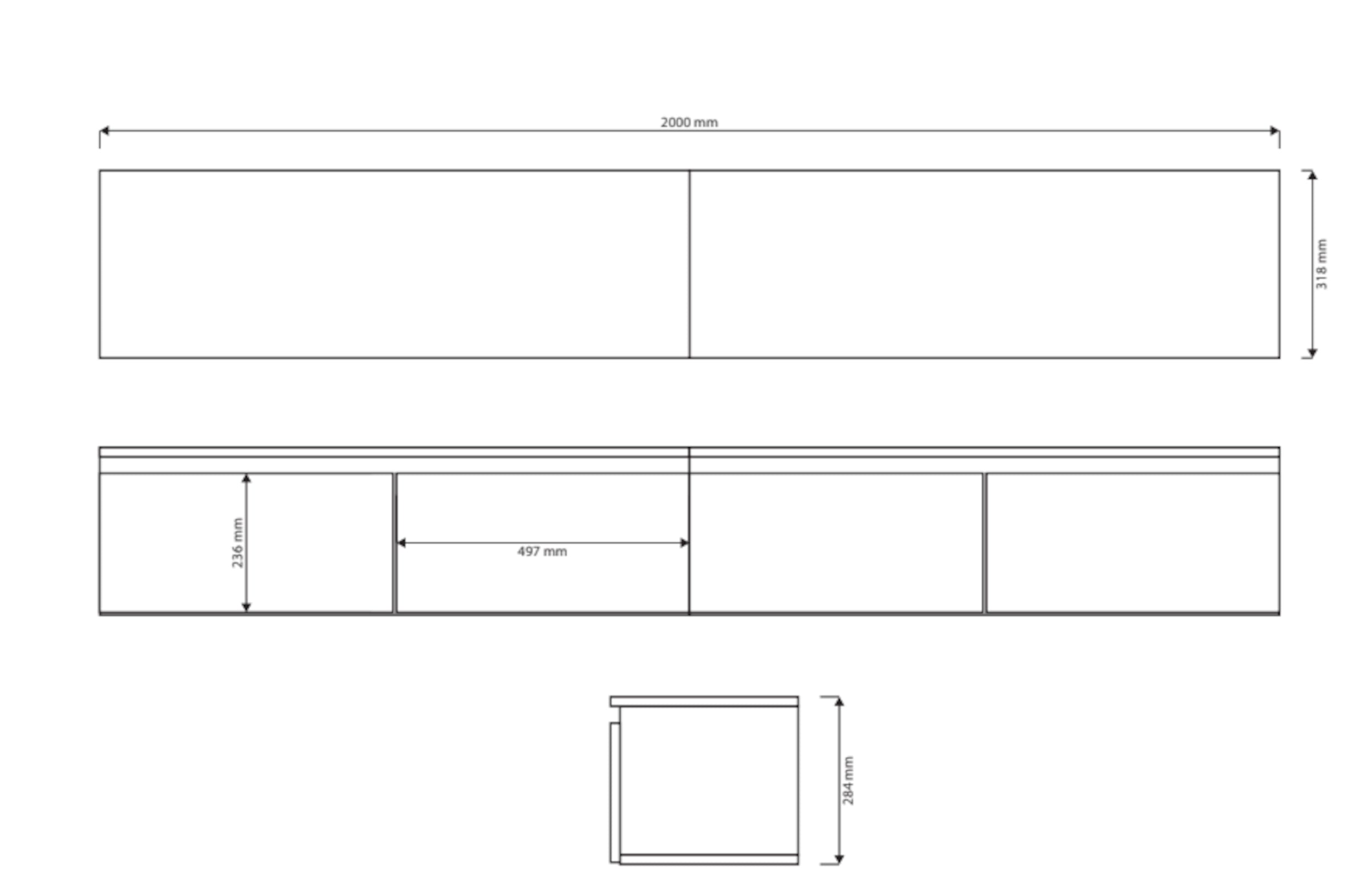 Meuble TV suspendu Bemmi 200 cm Cachemire