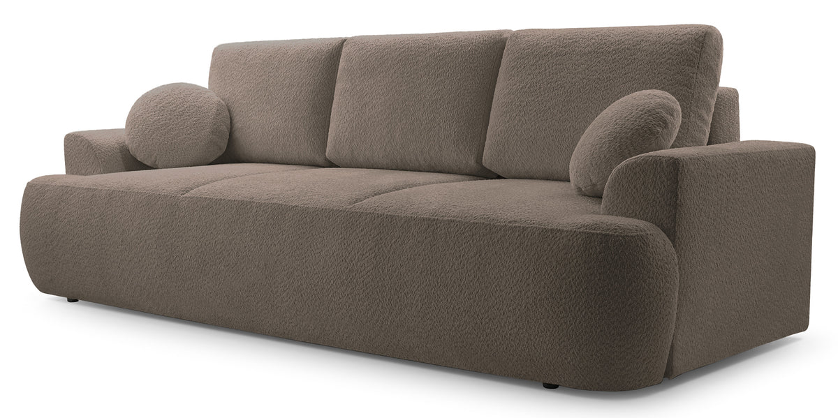 Dreisitziges Schlafsofa Barletto mit Stauraum, schmutziges Rosa Bouclé