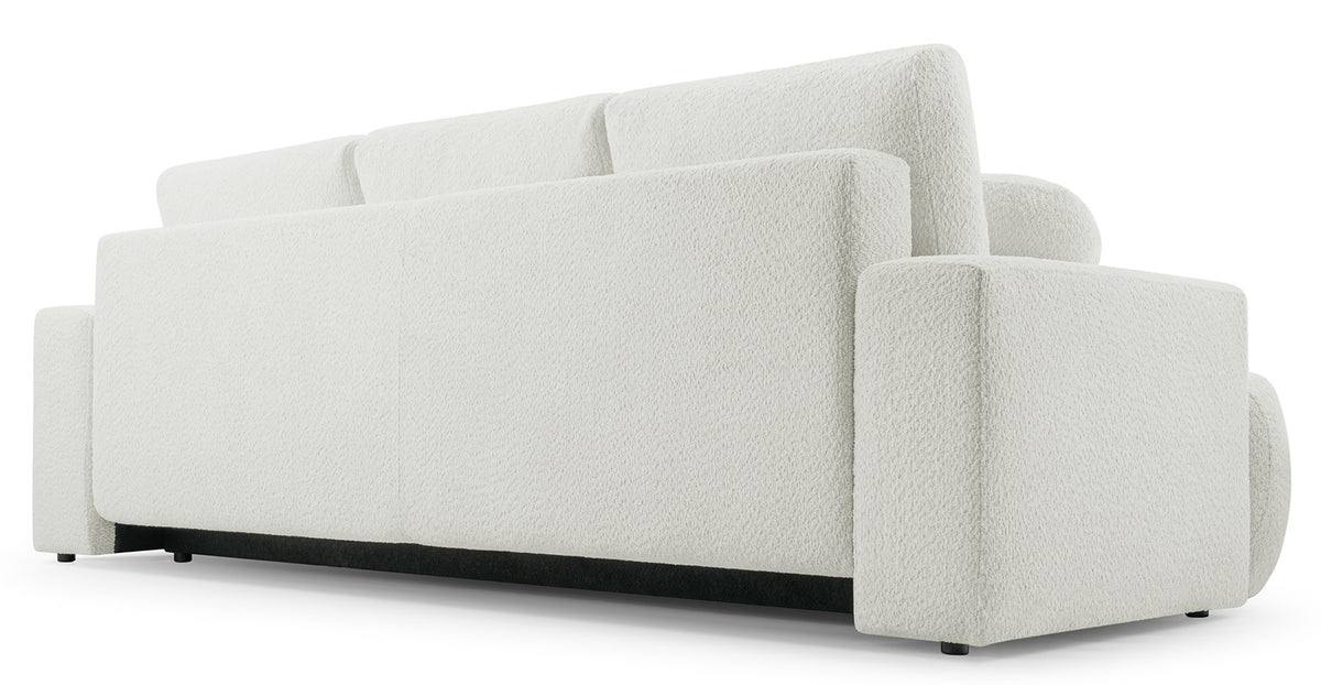 Dreisitziges Schlafsofa Barletto mit Stauraum, hellbeige Bouclé