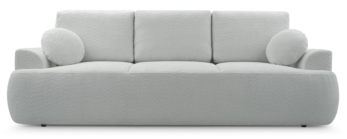 Canapé convertible 3 places Barletto avec rangement, bouclé gris-beige