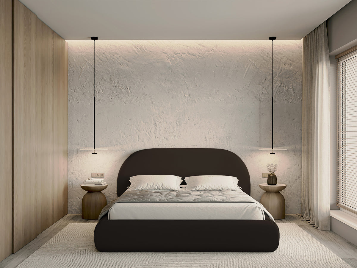Polsterbett 140x200 cm Buvio mit Stauraum, Metallrahmen, brauner Chenille