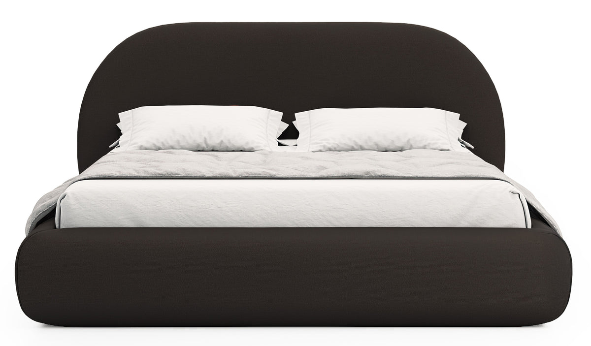 Lit tapissé 140x200 cm Buvio en chenille marron