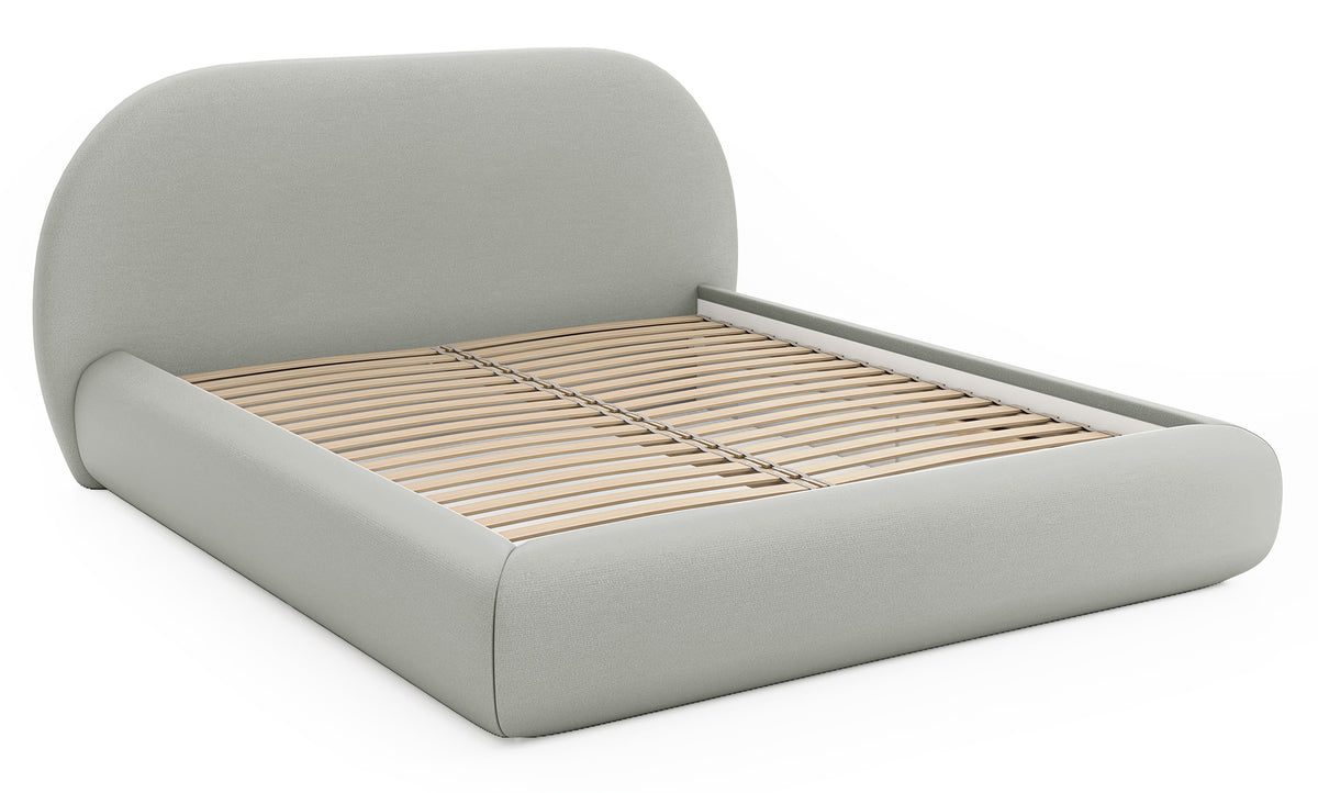 Lit tapissé 180x200 cm Buvio gris beige en chenille