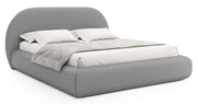 Polsterbett 160x200 cm Buvio mit Stauraum, Metallrahmen, hellgrauer Chenillestoff