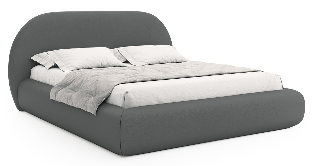 Lit tapissé 160x200 cm Buvio gris en chenille