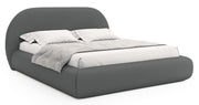 Gepolstertes Bett 160x200 cm Buvio mit Stauraum, Metallrahmen, grauer Chenille-Stoff