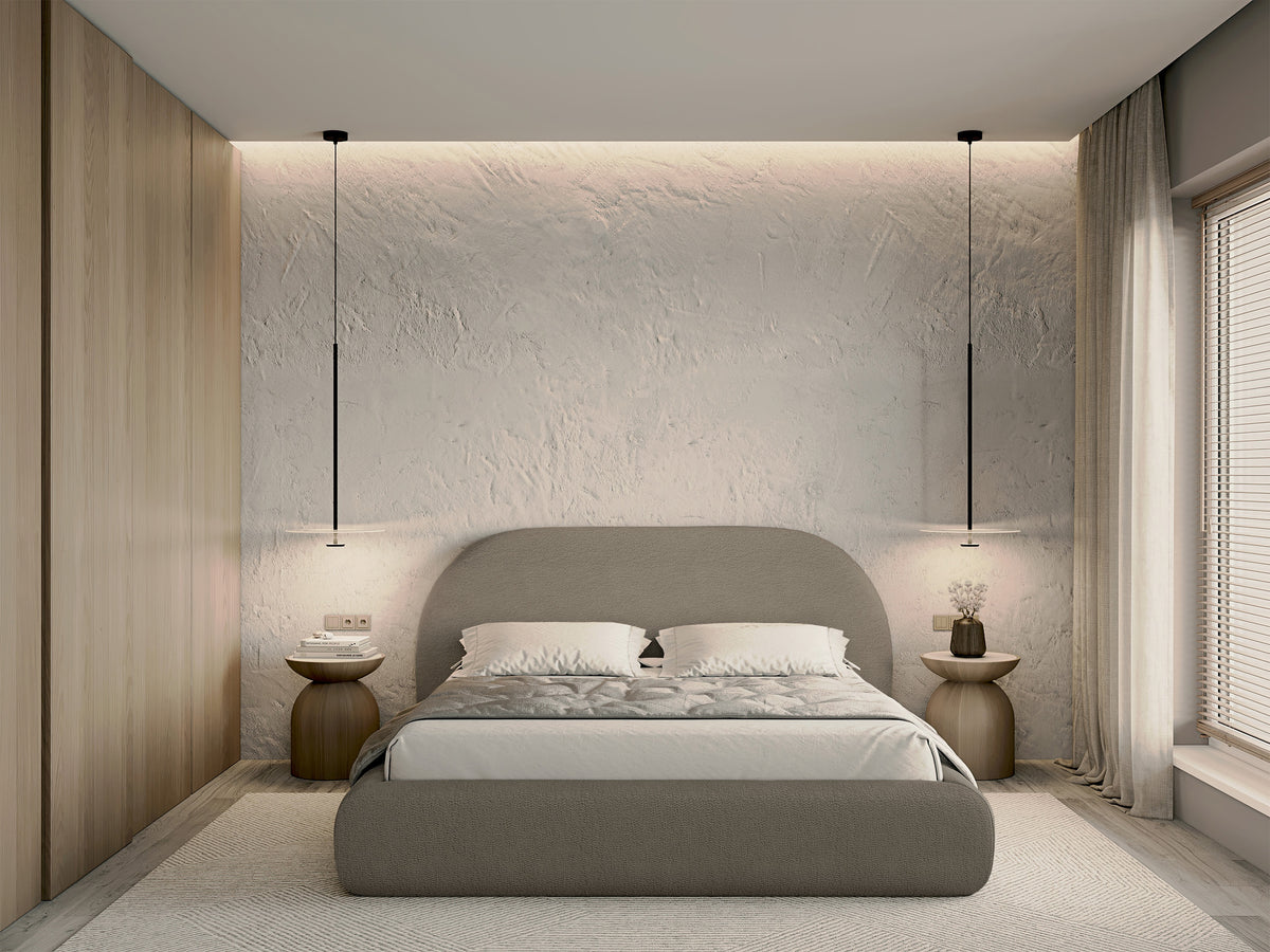 Polsterbett 180x200 cm Buvio dunkelbeige Bouclé