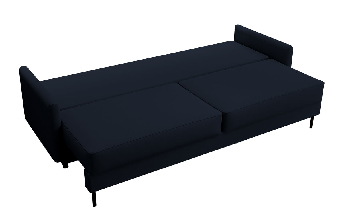 Dreisitziges ausklappbares Sofa Tomonde mit Stauraum, marineblauer, leicht zu reinigender Samtvelours