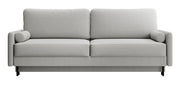 Canapé convertible 3 places Tomonde avec coffre, velours gris clair facile à nettoyer