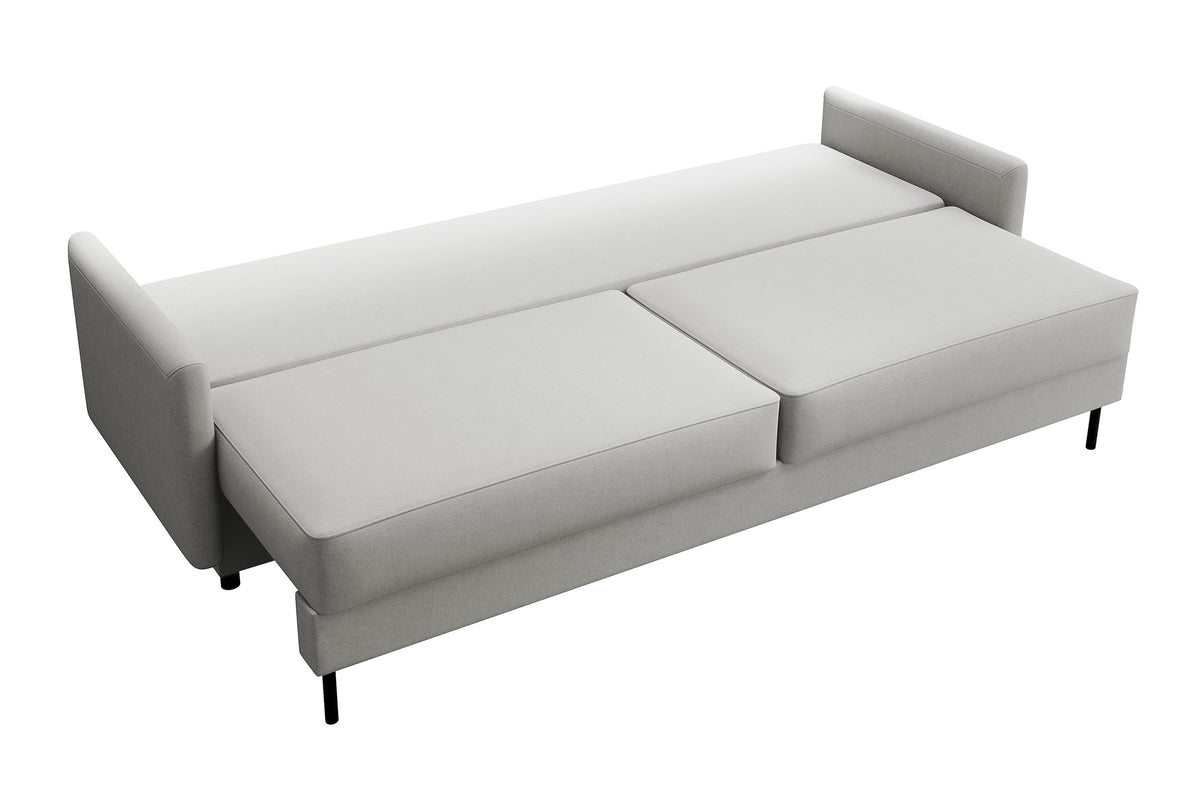 Canapé convertible 3 places Tomonde avec coffre, velours gris clair facile à nettoyer