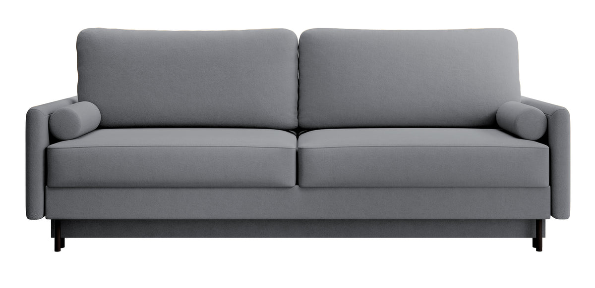 Canapé convertible 3 places Tomonde avec rangement, velours gris foncé facile à nettoyer