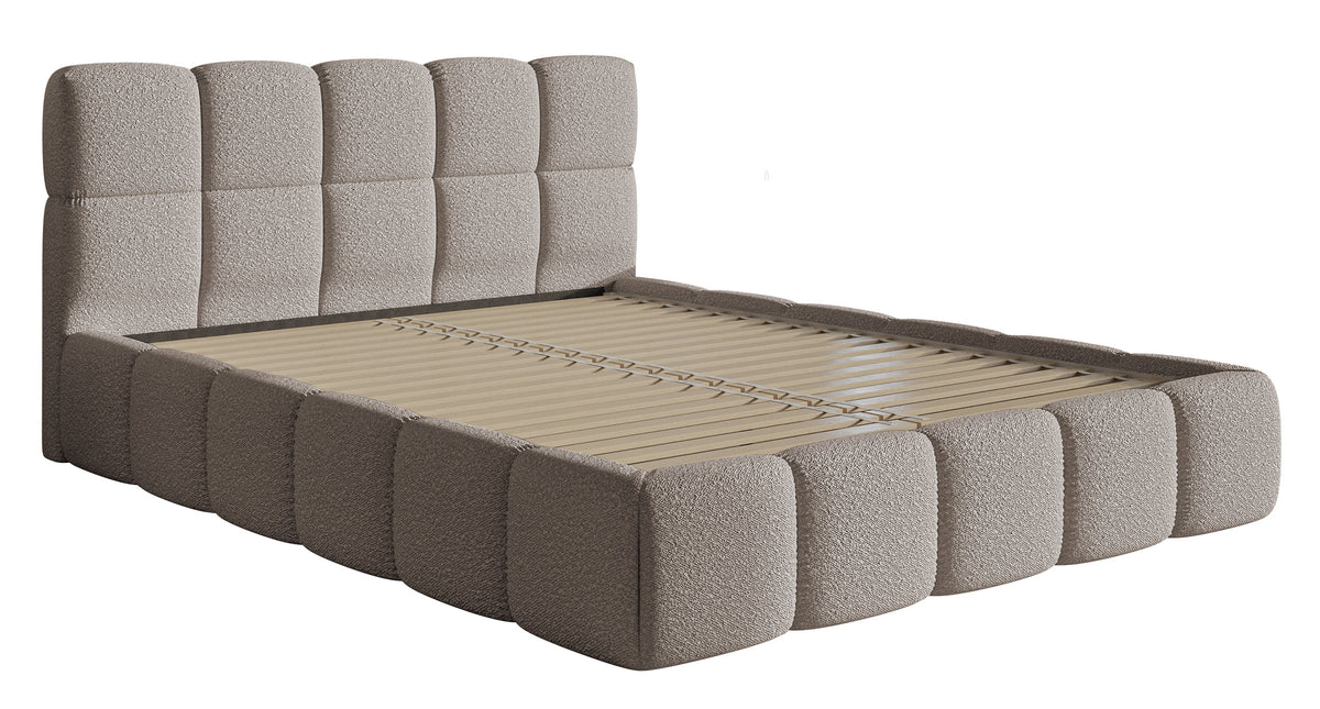 Gepolstertes Bett 120x200 cm Cloudy hellgrauer Bouclé