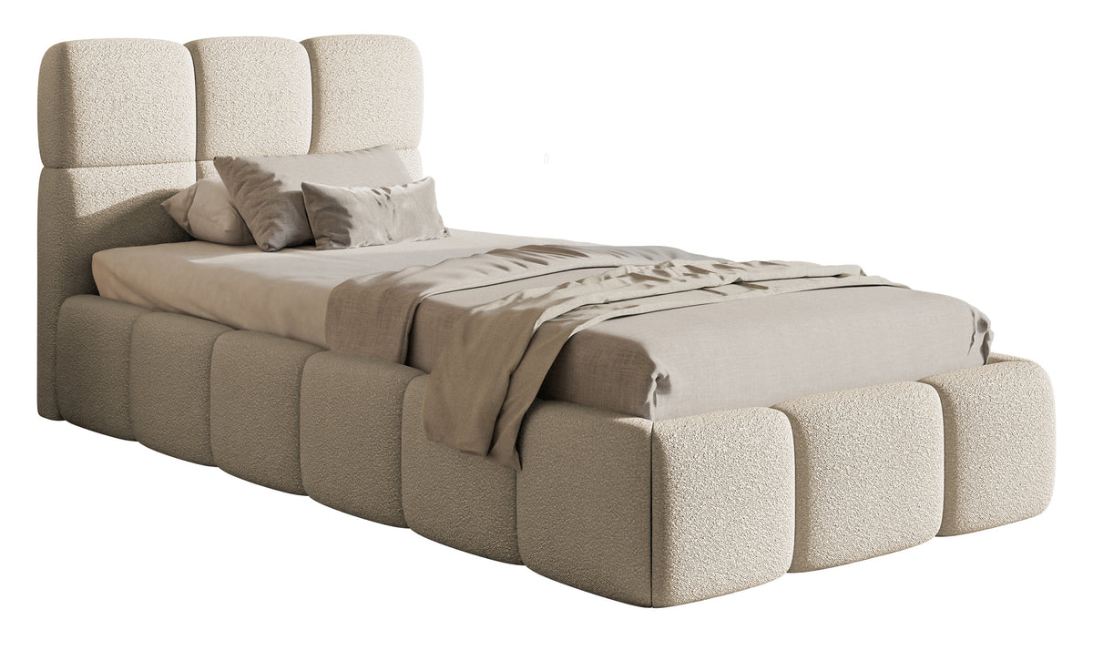 Polsterbett 90x200 cm Cloudy hellbeige Bouclé