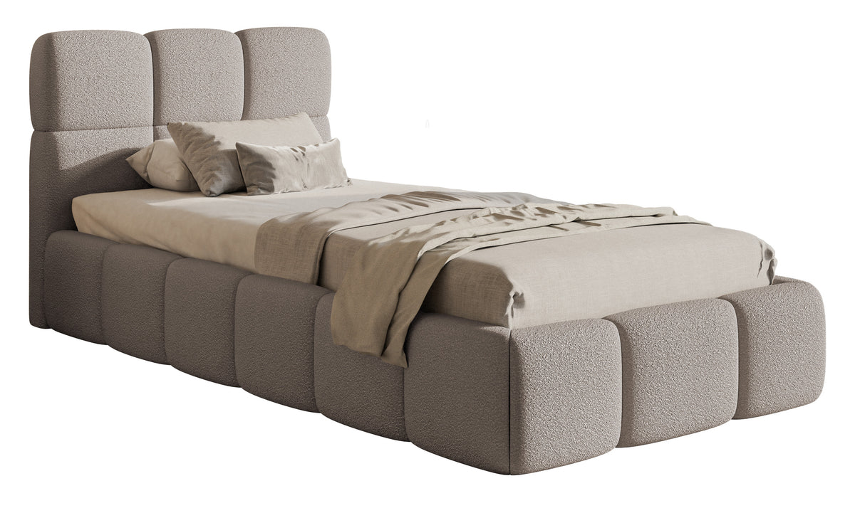 Lit tapissé 90x200 cm Cloudy boucle gris clair