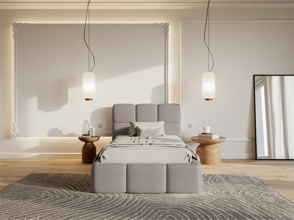 Lit tapissé 90x200 cm Cloudy boucle gris clair