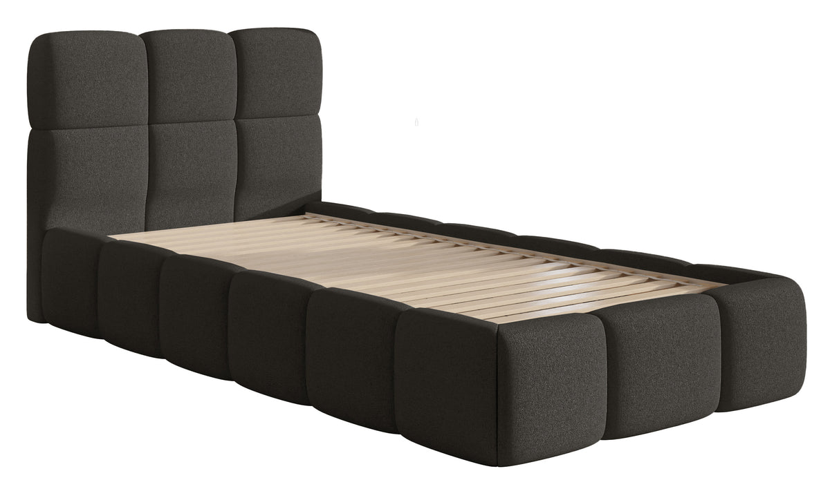 Gepolstertes Bett 90x200 cm Cloudy, grafitfarben, hydrophobes Chenille