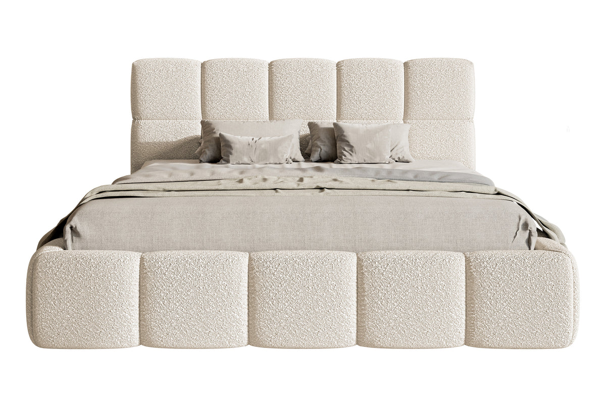 Gepolstertes Bett 200x200 cm Cloudy hellbeige Bouclé