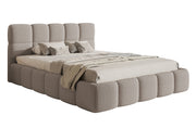Gepolstertes Bett 200x200 cm Cloudy mit Stauraum in hellgrauem Bouclé