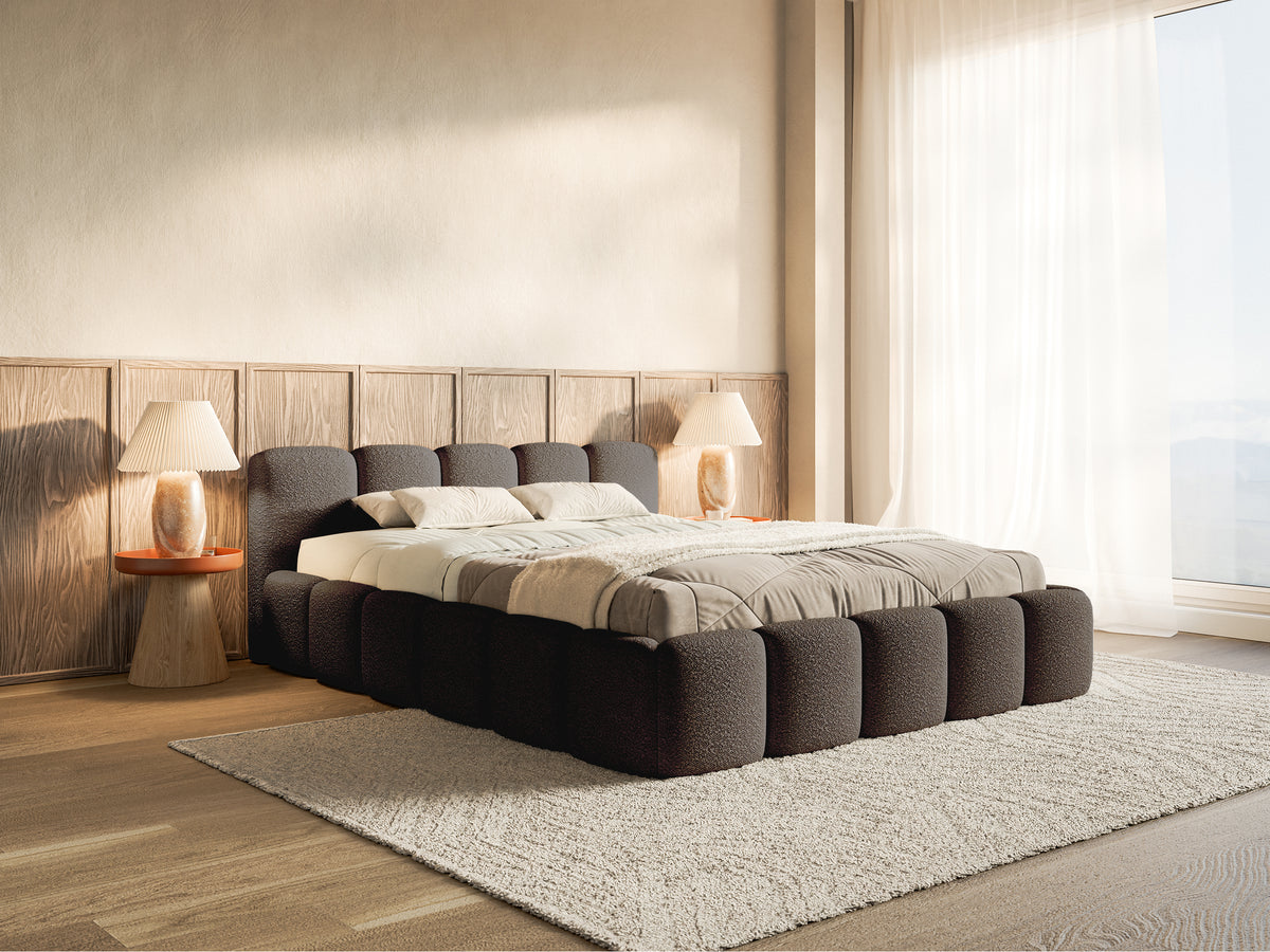 Gepolstertes Bett 120x200 cm Cloudy Low braunes Bouclé
