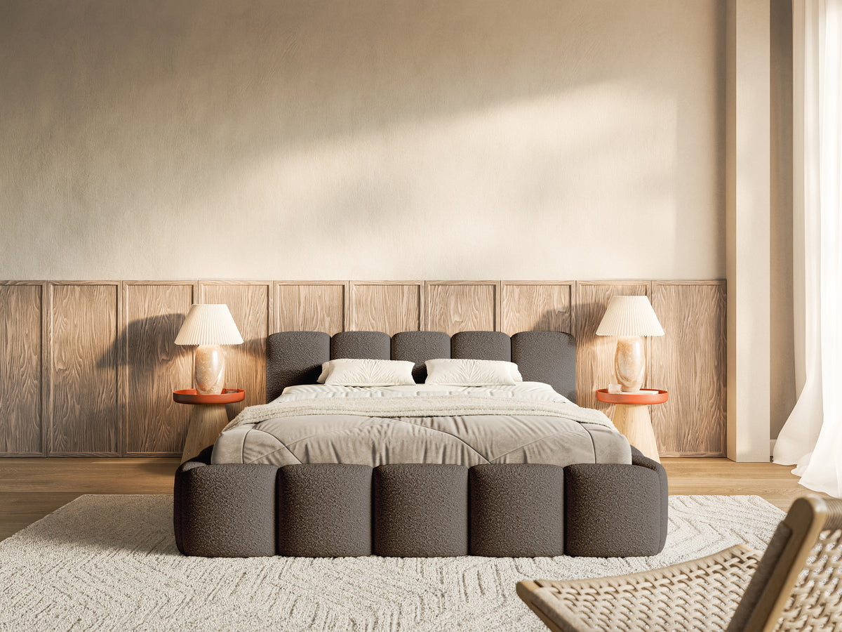 Gepolstertes Bett 120x200 cm Cloudy Low braunes Bouclé