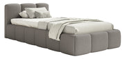 Polsterbett 90x200 cm Cloudy Low mit Stauraum, Metallrahmen, grauer Bouclé-Stoff