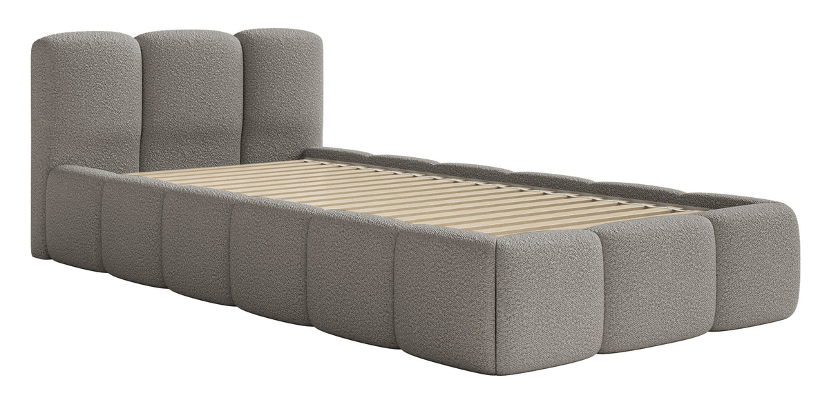 Gepolstertes Bett 90x200 cm Cloudy Low in grauem Bouclé