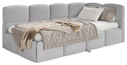 Lit d'adolescent 90x200 cm Cloudy avec tiroir coulissant droit et matelas en chenille gris clair